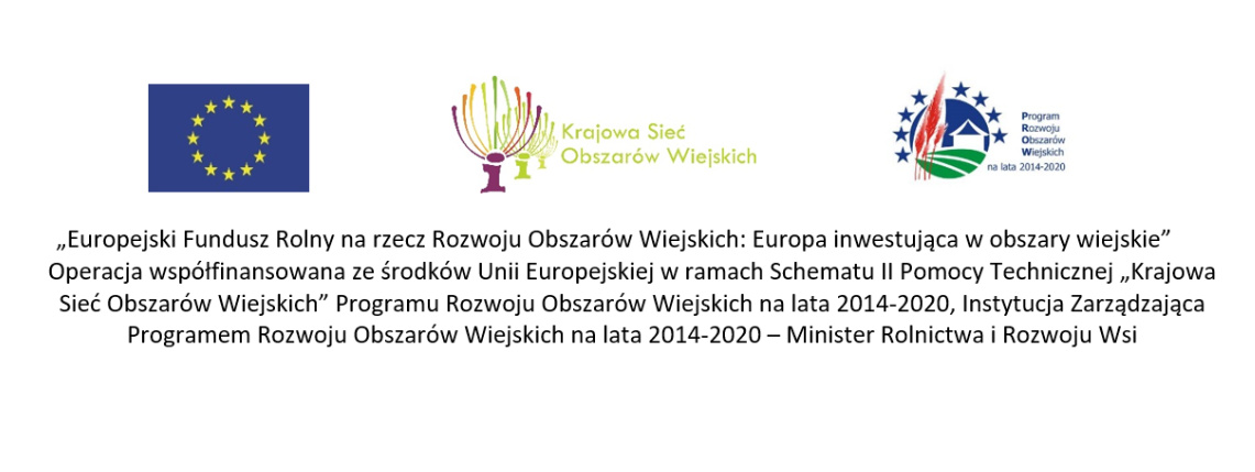 Logotypy Unii Europejskiej, KSOW, PROW. Pod spodem jest treść operacji, w ramach której realizowano komferencję.