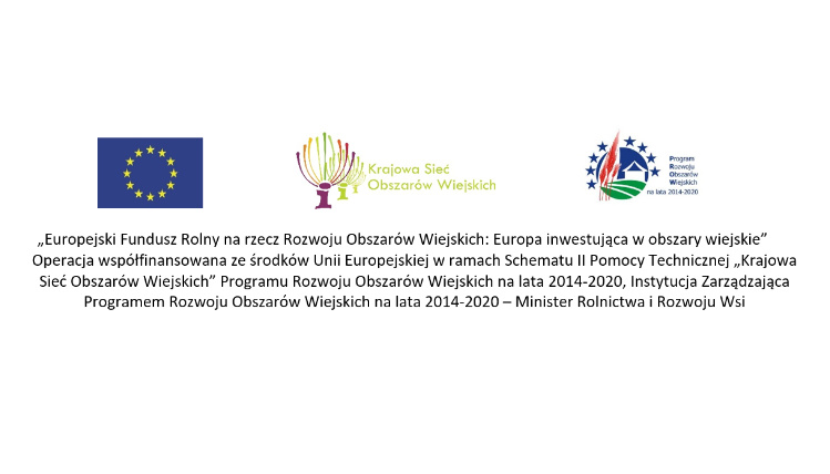 Logotypy Unii Europejskiej, KSOW, PROW. Pod spodem jest treść operacji, w ramach której realizowano komferencję.