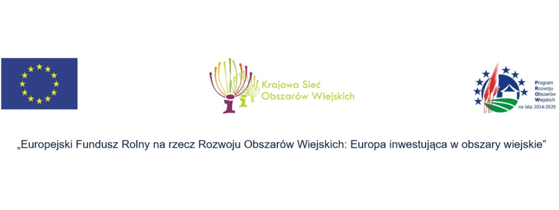 Logotypy Unii Europejskiej, Krajowej Sieci Obszarów Wiejskich oraz Programu Rozwoju Obszarów Wiejskich.