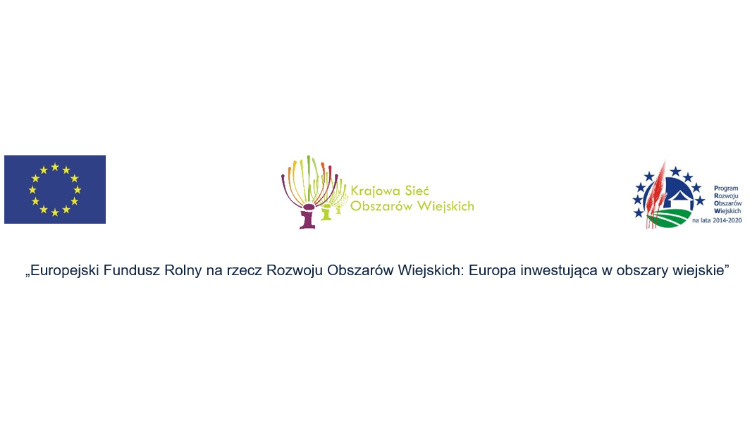 Logotypy Unii Europejskiej, Krajowej Sieci Obszarów Wiejskich oraz Programu Rozwoju Obszarów Wiejskich.