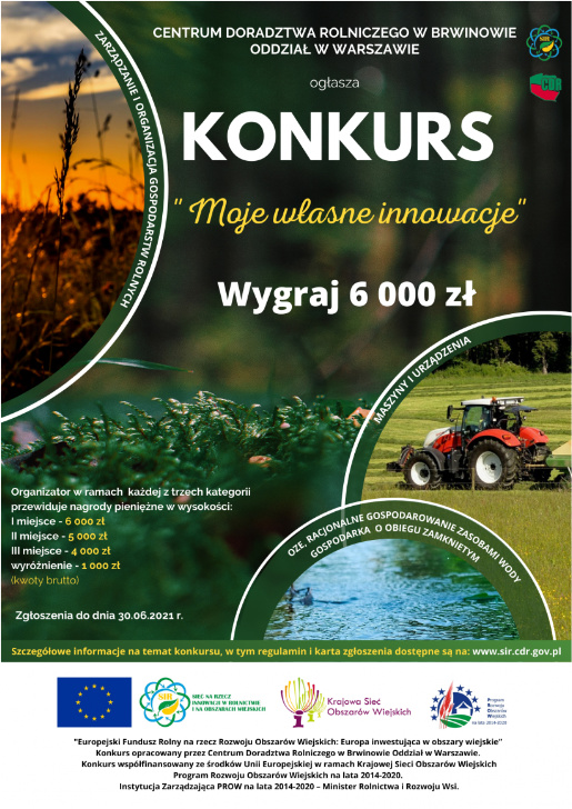 Plakat promujący konkurs. Jest na nim kilka zdjęć, nazwa konkursu, logotypy organizatorów.