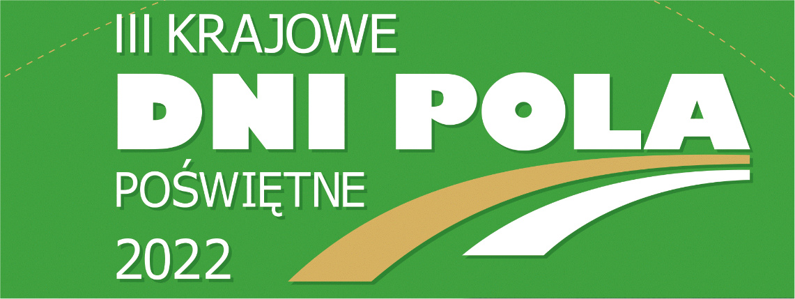Grafika promująca Krajowe Dni Pola 2022. Na zielonym tle znajdują się napis z tytułem wydarzenia.