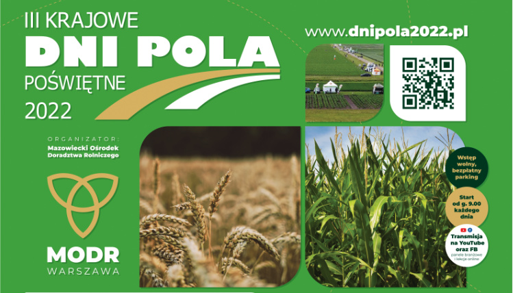 Krajowe Dni Pola Poświętne 2022 odbędą się w dniach 11-13 czerwca Grafika promująca Krajowe Dni Pola 2022. Na zielonym tle znajdują się informacje oraz zdjęcia poglądowe.