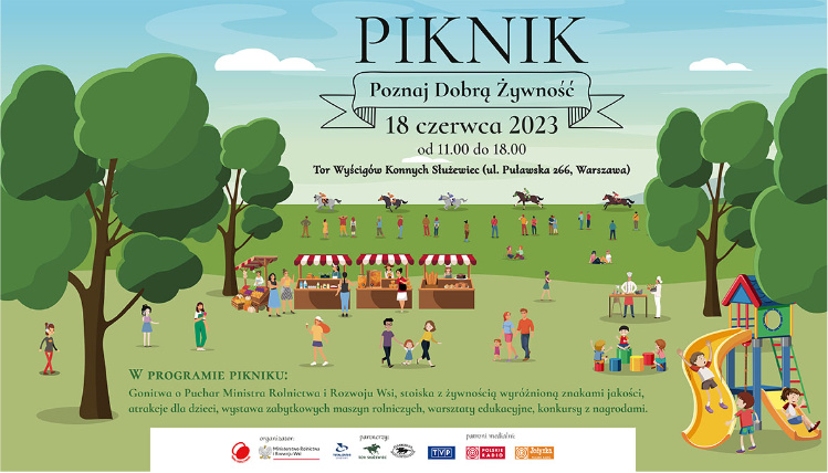 Plakat informujący o Pikniku Poznaj Dobrą Żywność.