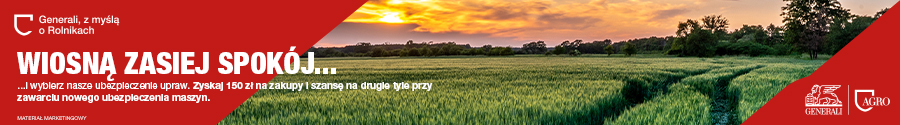 Baner firmy Generali z hasłem Wiosną Zasiej Spokój na stronie WODR