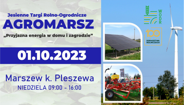 Energia dla rolnictwa, kiermasz ogrodniczy i Koła Gospodyń Wiejskich na targach w Marszewie Grafika informacyjna.