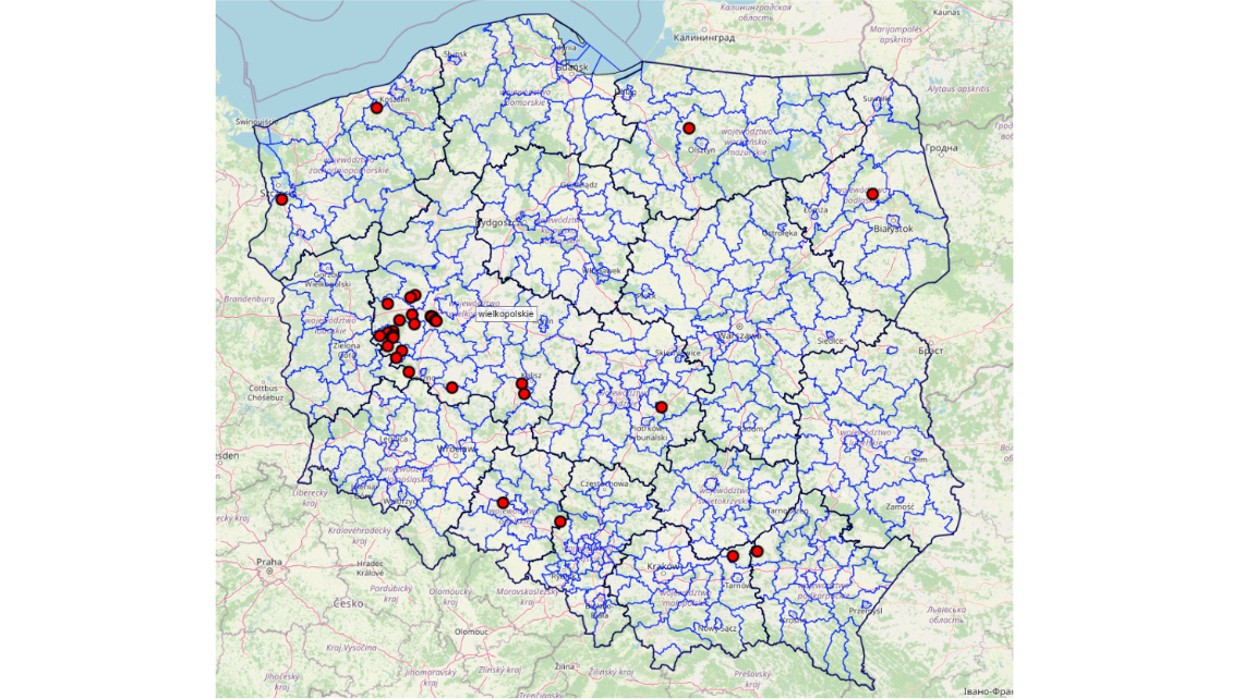 Ogniska rzekomego pomoru drobiu (ND) w 2025 roku. Źródło: GLW